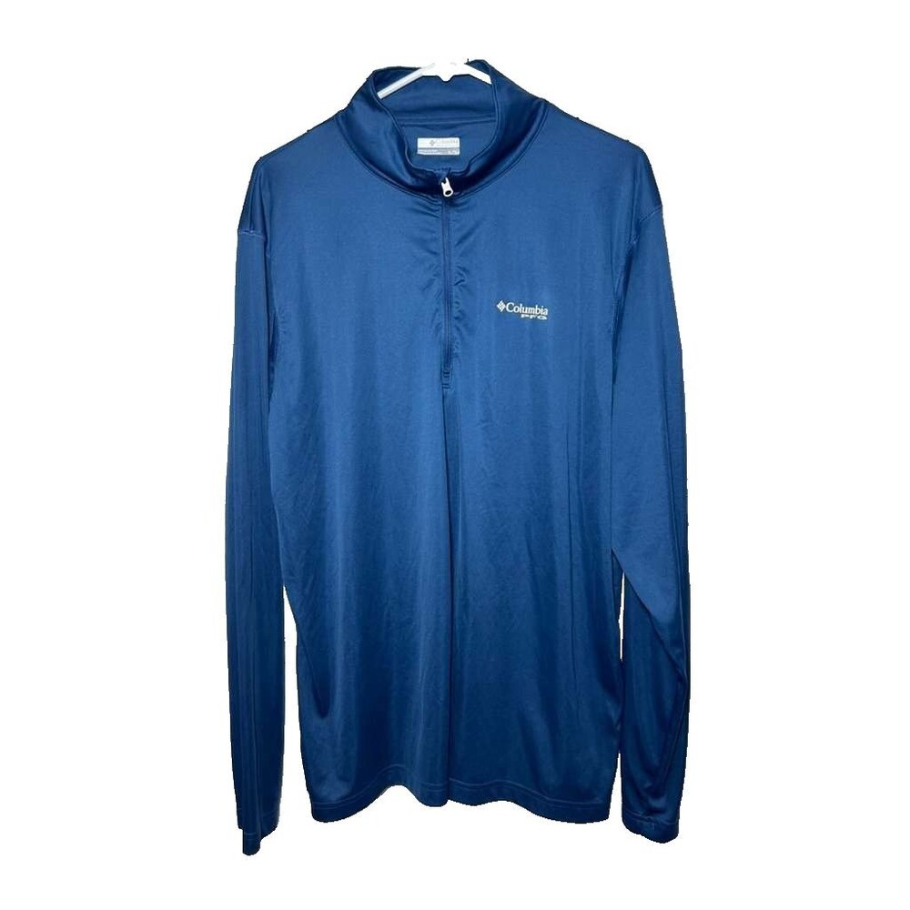 Columbia PFG Shirt Quarter Zip Men's XL Blue Long Sleeve Hiking Outdoor